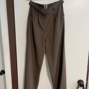 Princess Polly Olive High-Waist Pleated Trousers